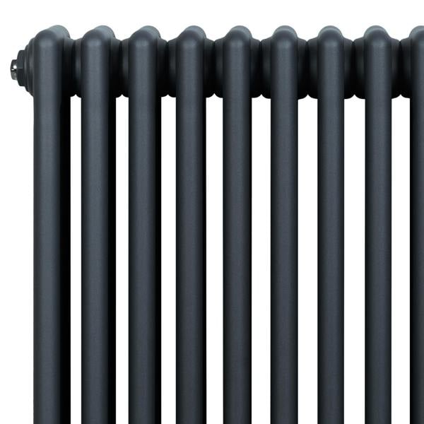 Traditional 4 column radiator in anthracite, featuring a sleek, modern design with smooth, rounded edges and a matte finish