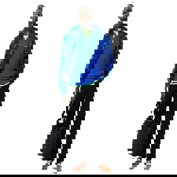 Lacoste Mens Zipper Carded Wool High-Neck Jumper - Blue - 