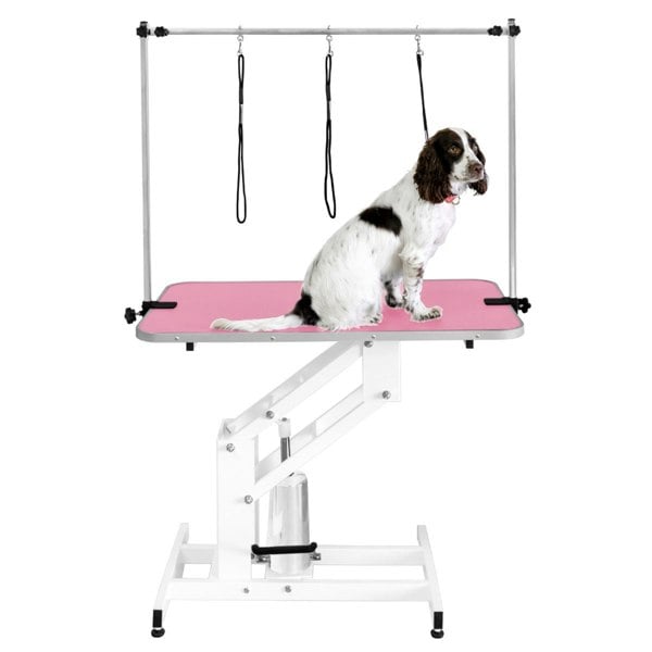 Monstershop White Hydraulic Grooming Table - Pink Table Top