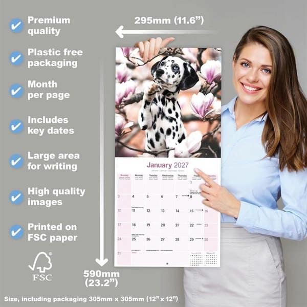 Dalmatian Puppies Calendar 2027, Wall Calendars, Month To View, Dogs, Gift