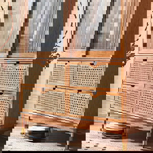 Fritzy Rattan Wardrobe With Coat Hanger & Sliding Glass Doors-Weilai Concept-Weilai Concept