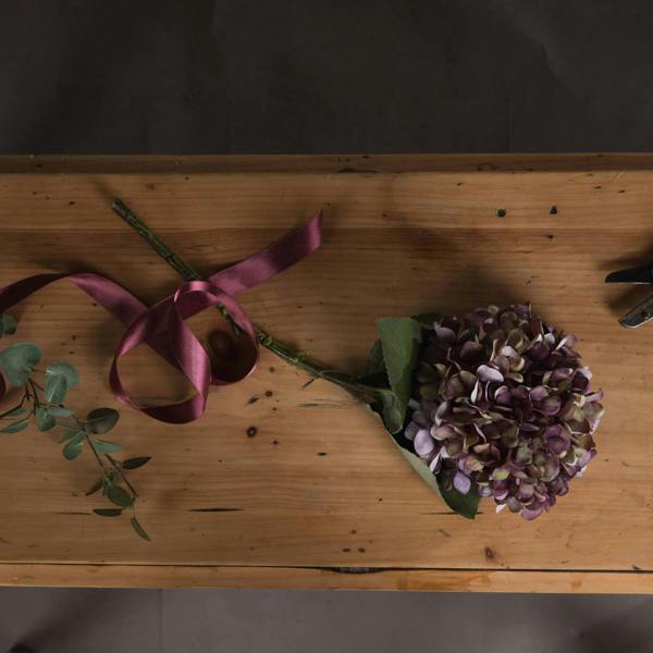 Wyld Haus Set of 3 Artificial Flowers Autumn Burgundy Hydrangea Stems
