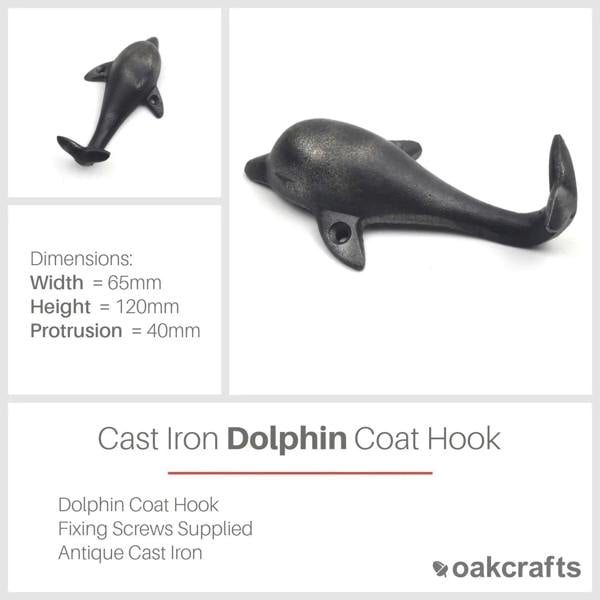Cast Iron Dolphin Shaped Decorative Wall Hook