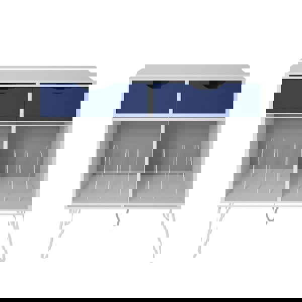 Dorel Home Condord Turntable Stand with 2 Drawers White / Blue