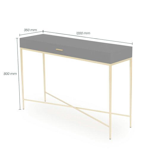 Wyld Haus Palermo Black and Gold One Drawer Console Table with Drawer