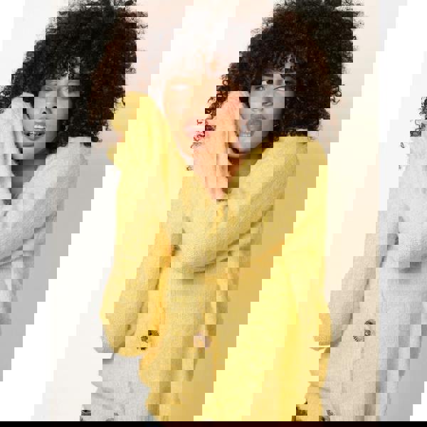 Blue Vanilla Gold Tone Flower Embossed Button Cardigan