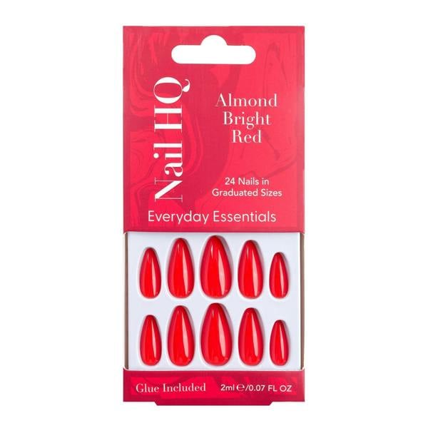 Nail HQ Almond Bright Red Nails (24 Pieces)