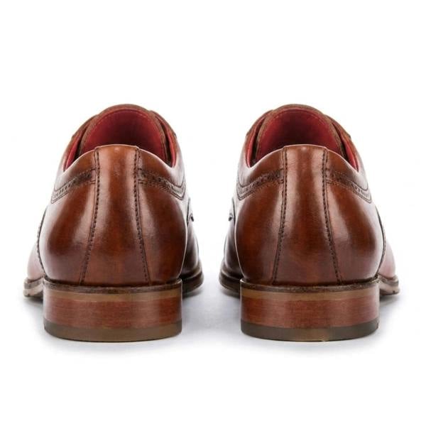 Justin Reess Everett - Men's Brown Polished Leather Cap Toe Derby Shoes
