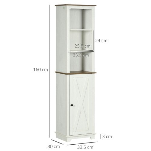 Wyld Haus Nesoli Tall Bathroom Storage Cabinet With Door And Adjustable Shelves White 39.5x30x160cm