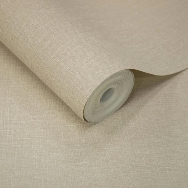 Grandeco Boutique Nursery Pure & Protect Cirrus Woven Linen Textured Antibacterial Wallpaper, Dark Beige
