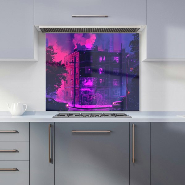 Warren Reed Urban City Purple Glass Kitchen Splashback - 00033