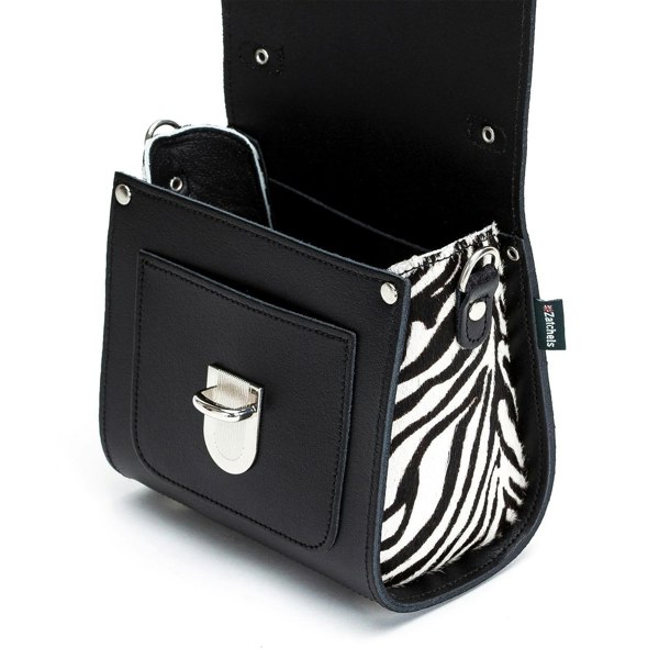 Zatchels Handmade Leather Sugarcube Handbag - Zebra