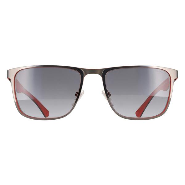 Police Sunglasses SPLN25 Carbonfly 8 0597 Shiny Gunmetal with Red Smoke Gradient