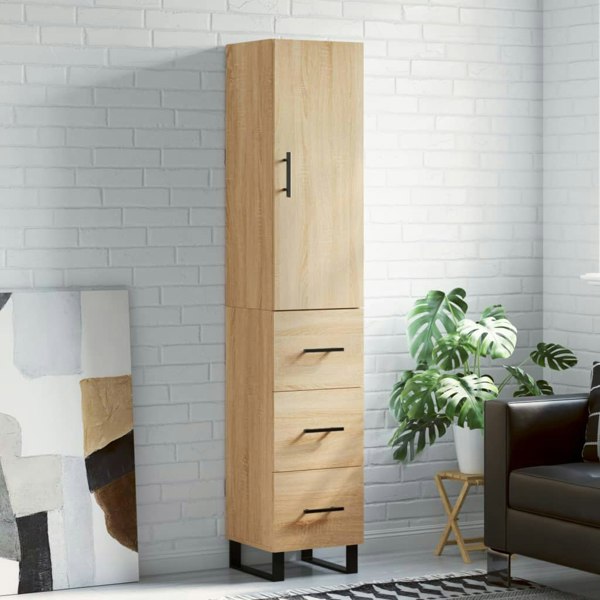 Berkfield Highboard Sonoma Oak 34.5x34x180 cm Engineered Wood