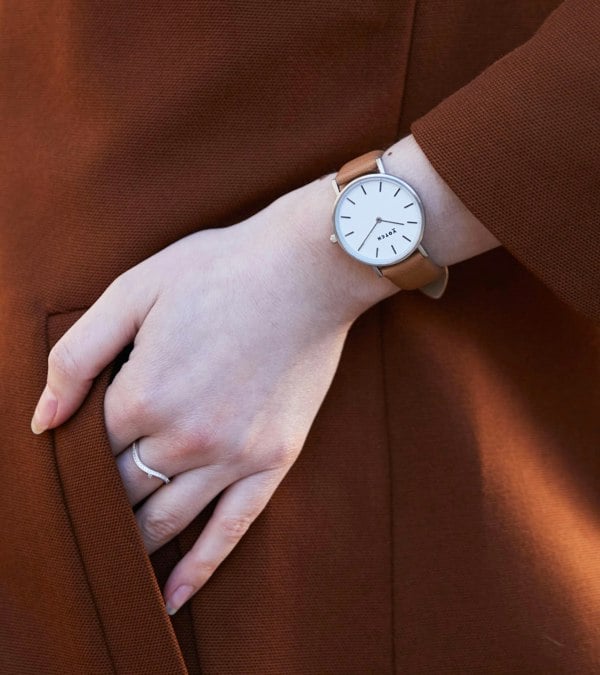 Votch Silver & Tan Watch | Petite