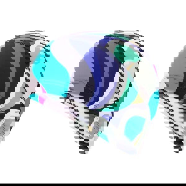 Fashy multi-color fabric swim cap with blue white abstract pattern and zipper for long hair