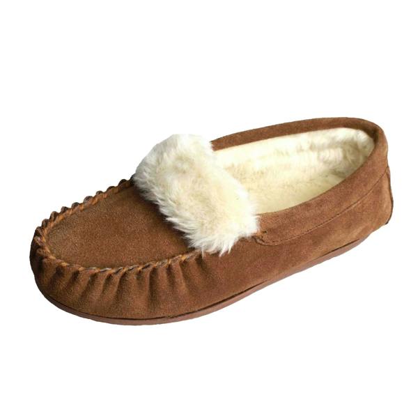 Eastern Counties Leather Womens/Ladies Zoe Plush Lined Moccasins - Camel - 
