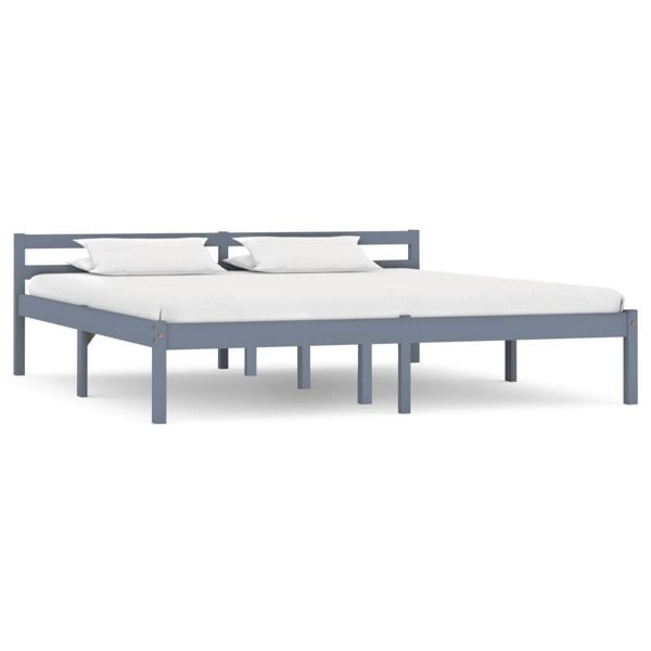 Berkfield Bed Frame Grey Solid Pine Wood 180x200 cm 6FT Super King