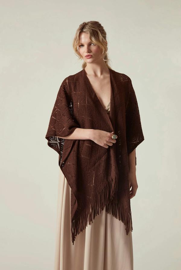 James Lakeland Brown Pointelle Knit Kaftan