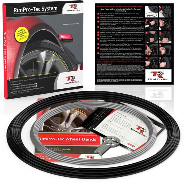 RimPro-Tec Group 4x Black Base's 4x Silver Pinstripe's / RimPro-Tec® Wheelbands™ car wheel styling kit