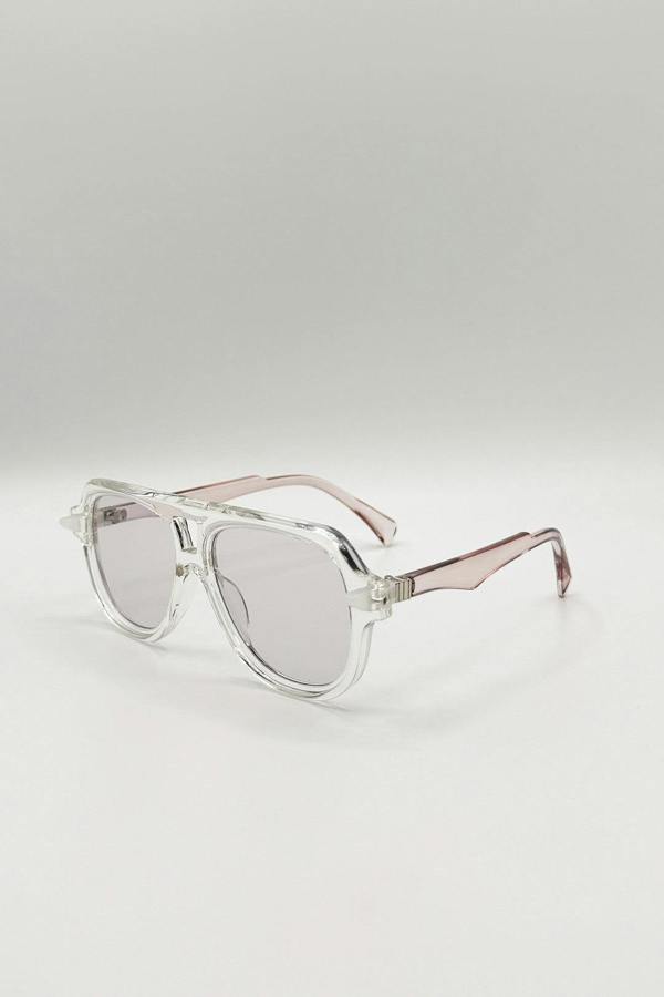 Bold Navigator Sunglasses in Light Grey Pink - svnx
