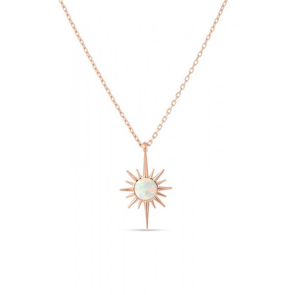 Spero London White Opal Northernstar Sterling Silver Pendant Necklace