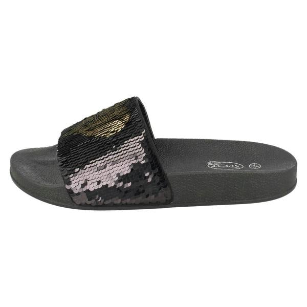 Spot On Ladies Spot On Reversible Heart Sequin Sliders F00154