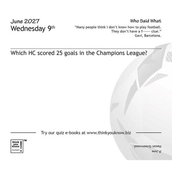 Think You Know Football? Desk Calendar 2027, Desk Calendars, Day To View, Sports, Gift