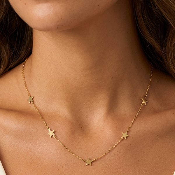 Solid Star Charm Necklace in 14k Gold or Silver