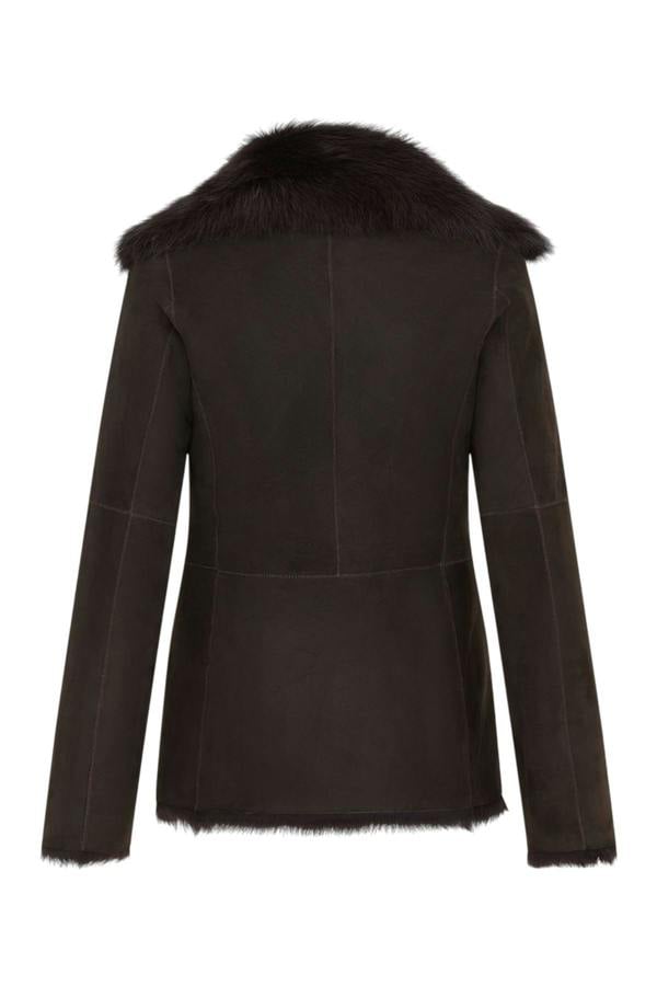 Infinity Leather Women's Sheepskin Toscana Shearling Suede Leather Jacket - Noiré