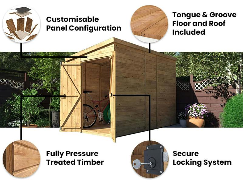 Dunster House Wooden Shed Garden Storage 1.8m x 3m (6' x 10') 15mm Walls Window Pent Roof, Overlord Modular