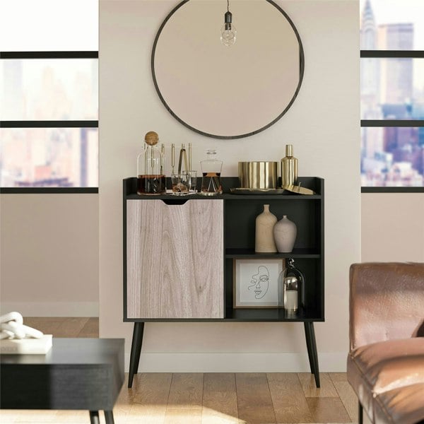 Dorel Home Copley Bar Cabinet in Black Oak