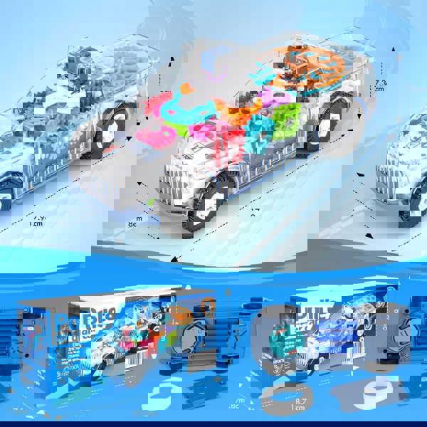 deAO Toys Electric Transparent Police Gear Car Toy Rotating Car - Flashing Lights Siren Sounds, Automatic Obstacle Avoidance