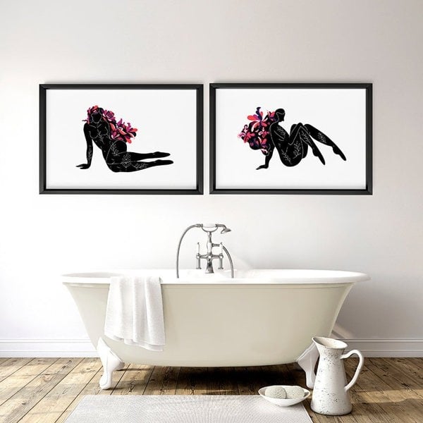 Bathroom framed art | set of 2 unique wall art