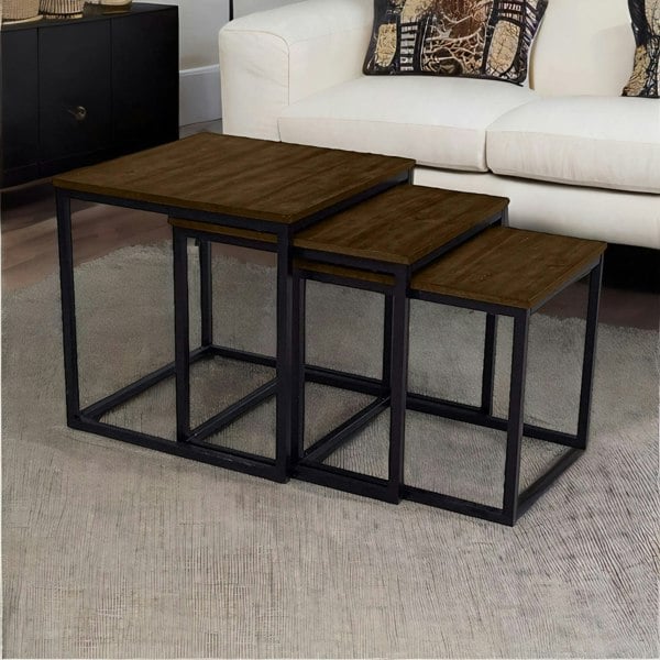 Rafaelo Mobilia 3 Nest Of Tables Dark Wood