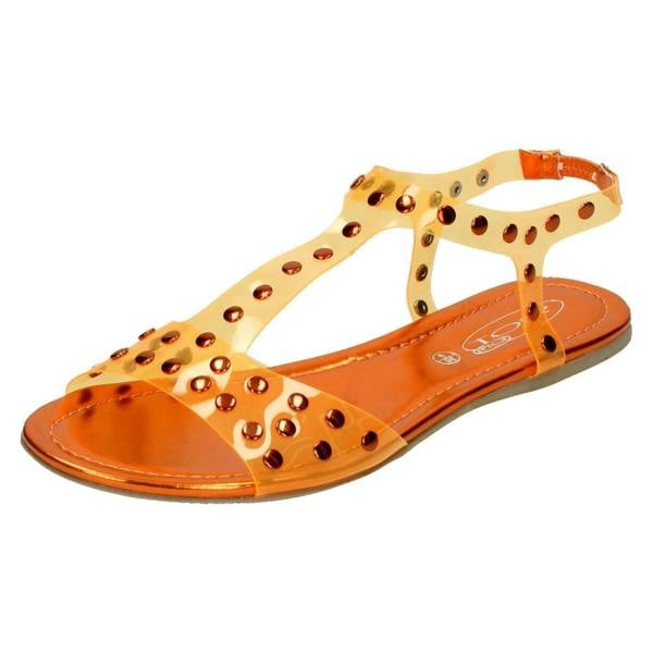 Spot On Ladies Spot On Flat Studded Jelly Sandal
