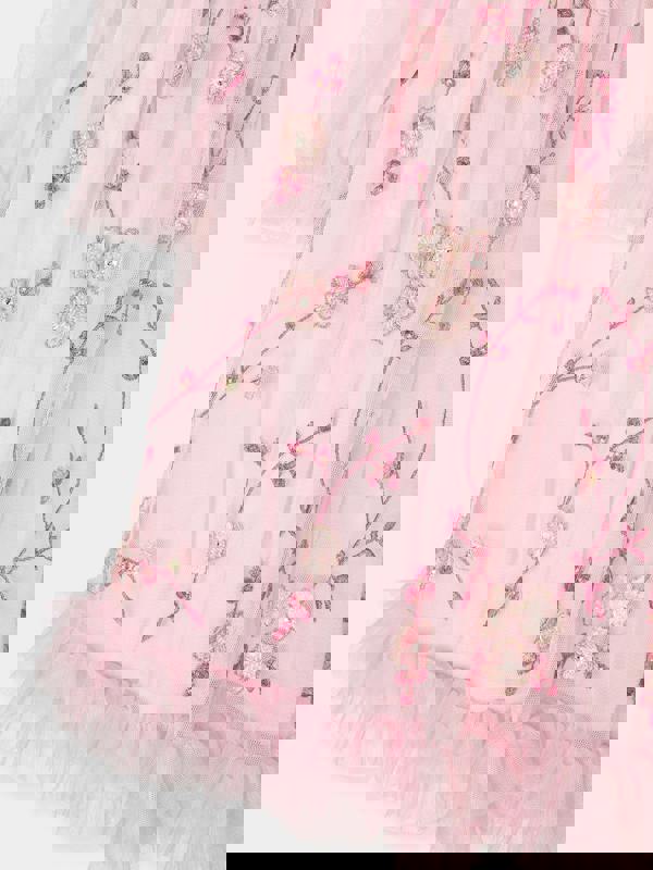 GWD Cardi Pink Embroidered Mesh Dress