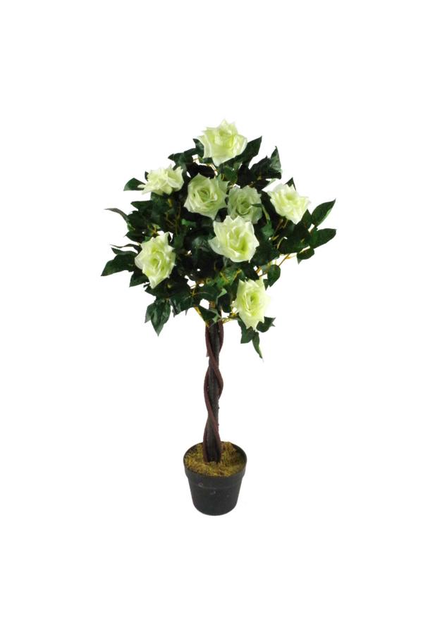 Dyzi Artificial Cream Rose Tree Silk Flowers Indoor Decoration