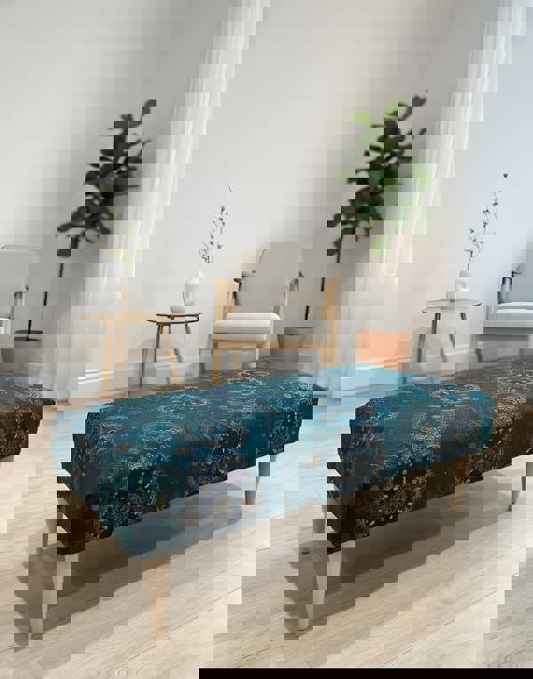 ISTOOLS Premium Loop Floral Green Pattern Footstool – Versatile Ottoman Bench & Coffee Table