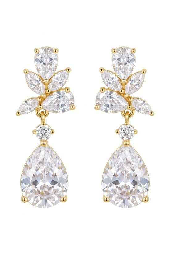 Latelita Eternal Love Drop Earrings Cz Gold