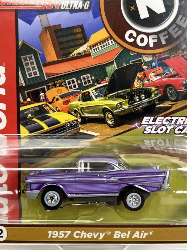 Auto World Slot Cars 1957 Chevy Bel Air Purple Thunderjet Ultra G HO Slot Car SC379-2