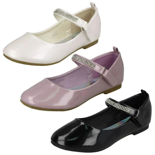 Spot On Girls Spot On Diamante Bar Strap Ballerinas H2485