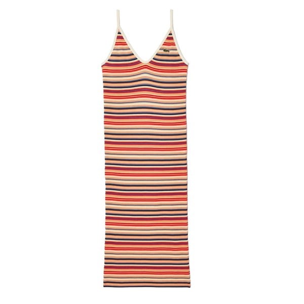 Lacoste Womens/Ladies Striped Cotton Blend Long Maxi Dress - Multicoloured