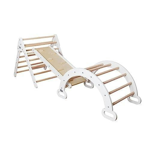 HYGRAD® 3 in 1 Climbing Frame Kids Montessori Outdoor Climbing Frame Activity Kids Indoor Gym Apparatus Playground Ramp Slider Arch Pikler set