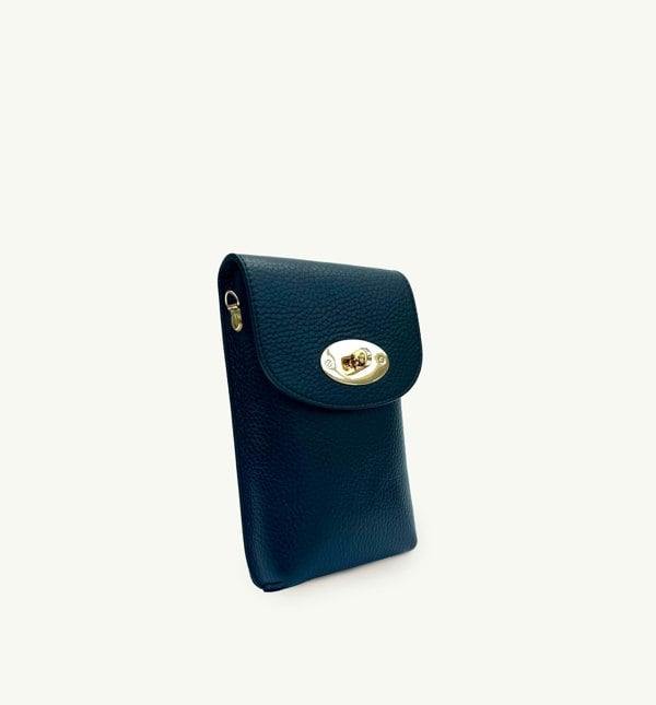 Apatchy London The Frankie Leather Phone Bag - Navy