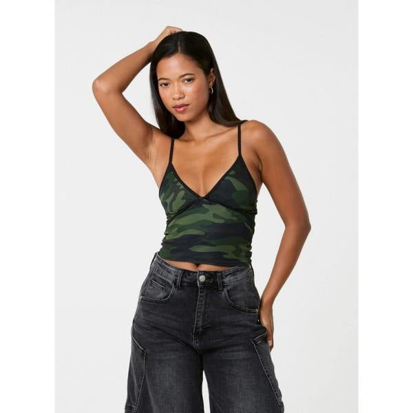 Pink Vanilla Camouflage Mesh Cami Top