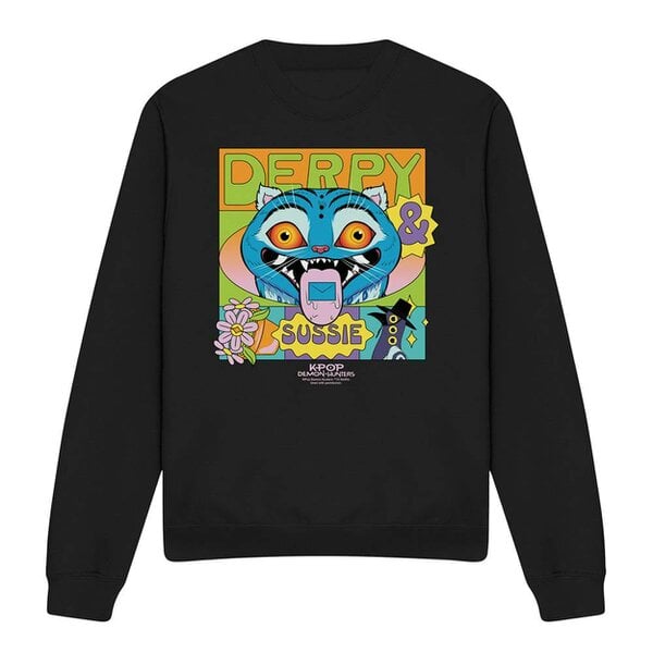 K-Pop Demon Hunters Unisex Adult Summer Festival Derpy & Sussie Poster Sweatshirt - Black