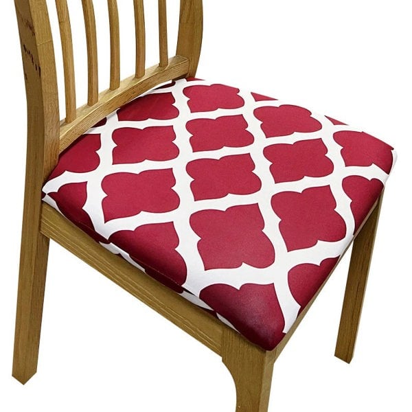 Anyseat Chair Cover Red White Print Stretch Seat Cover for Home Dinning Kitchen Washable Removable