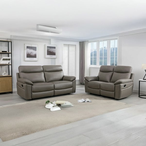 Furnishings For Less Austin Genuine Leather Reclining Sofa Suite 3 + 2