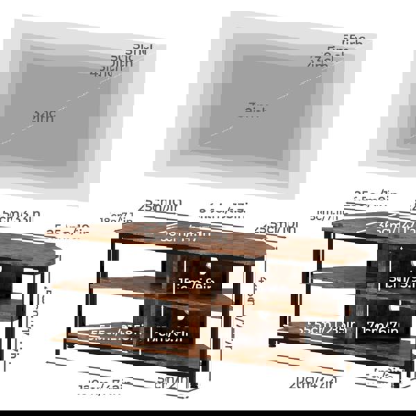 Levede TV Stand Cabinet 55 inch Corner TV Unit Wooden with Light Storage Shelves